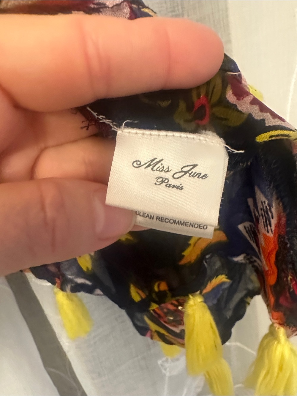Miss June Paris Navy Floral Tassel Hem Tank Top - Picture 6 of 8